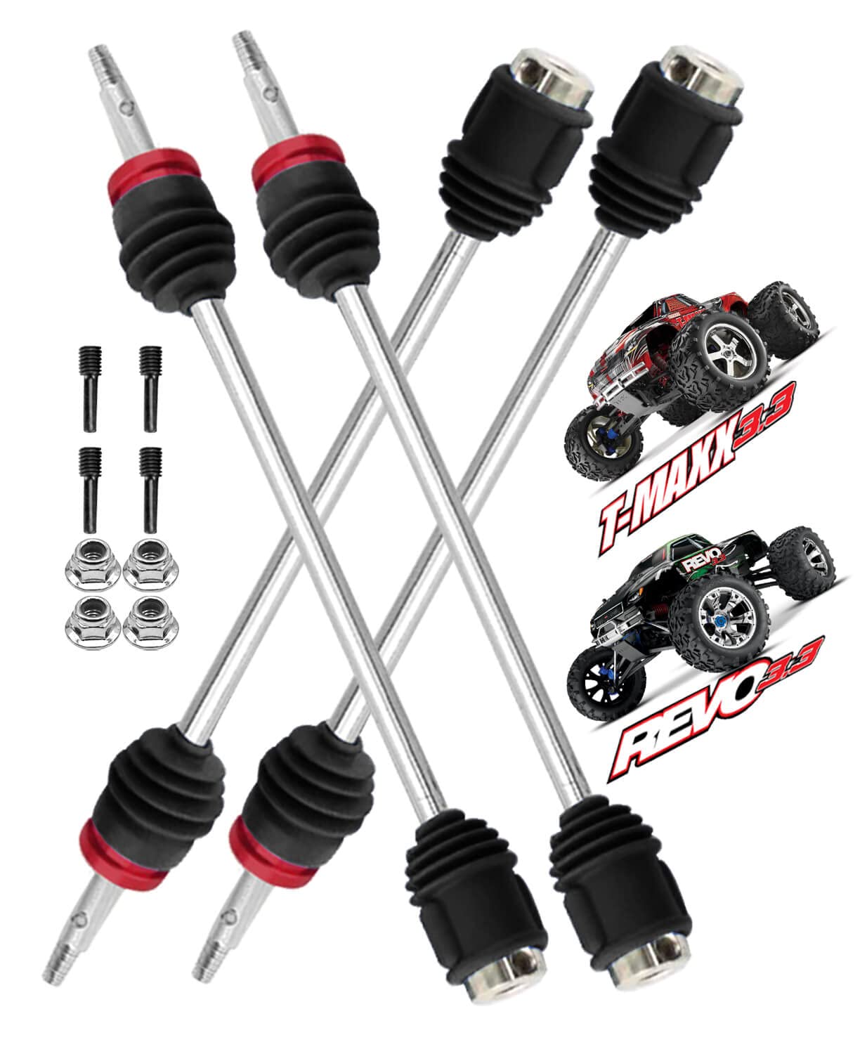 ARRCat Drive Shaft CVD,4PCS Front Rear #45 Steel Axles Driveshafts Hop-up,Replace #5451R,Red