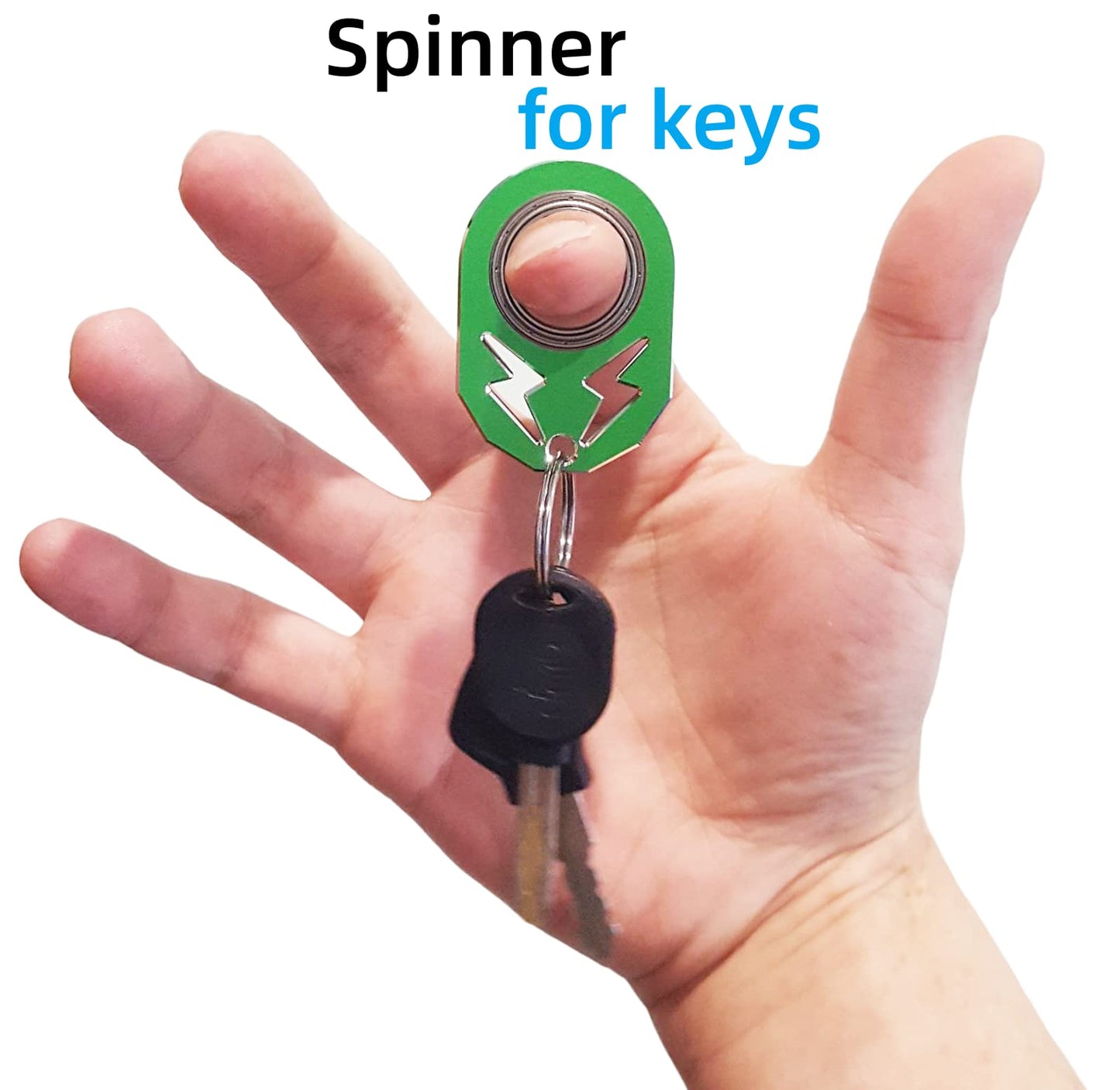 Yipukiyi Keychain Spinner Fidget Ring Metal Key Chain Spinner Fidget Ring Type Toy For Man Women And Kids (Green)