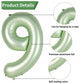 Biapian 40 Inch Sage Green Number 9 Balloons, Gaint Number 9 Balloon With 18'' Retro Foil Heart Balloons Helium For Neutral Boys