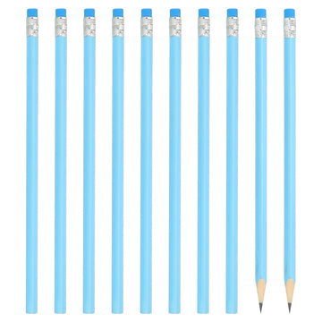 PATIKIL 24 Pcs Round HB Graphite Pencils with Cute Wooden Eraser for Classroom Teacher Office Supplies Blue