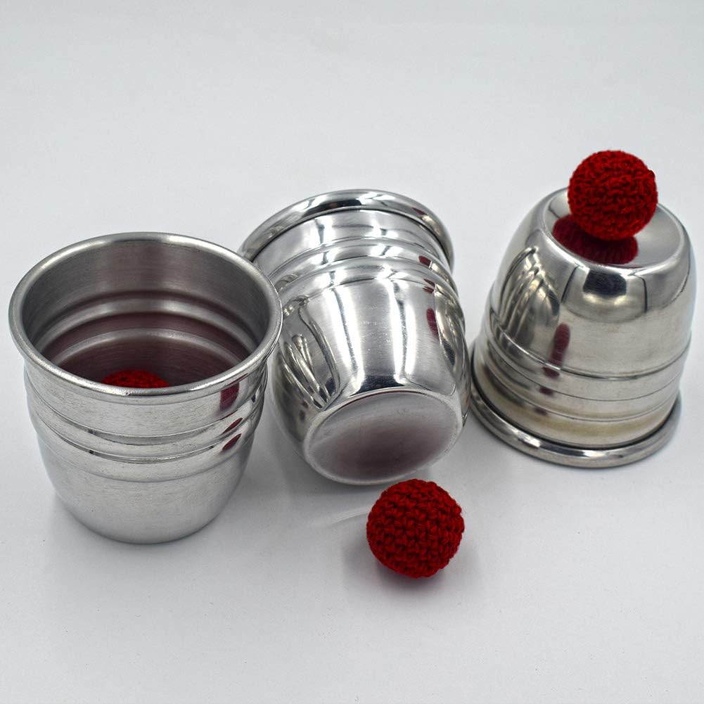 BrilliantMagic Magic Cups and Balls-Professional Performance Grade Polished Aluminum Cups and Knitted Balls Included