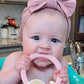 Itzy Ritzy Silicone Teether With Rattle; Rattle Teether Features Rattle Sound, Two Silicone Teething Rings And Raised Texture To Soothe Gums; Ages 3 Months And Up (Pink Rainbow)