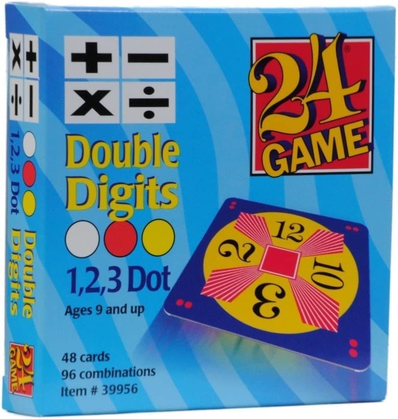 InPrimeTime 24 Game Two Pack - 48 Single & Double Digit Cards, Cardstock, Assorted Colors, Model 33956 and 39956, Includes Tips Sheet
