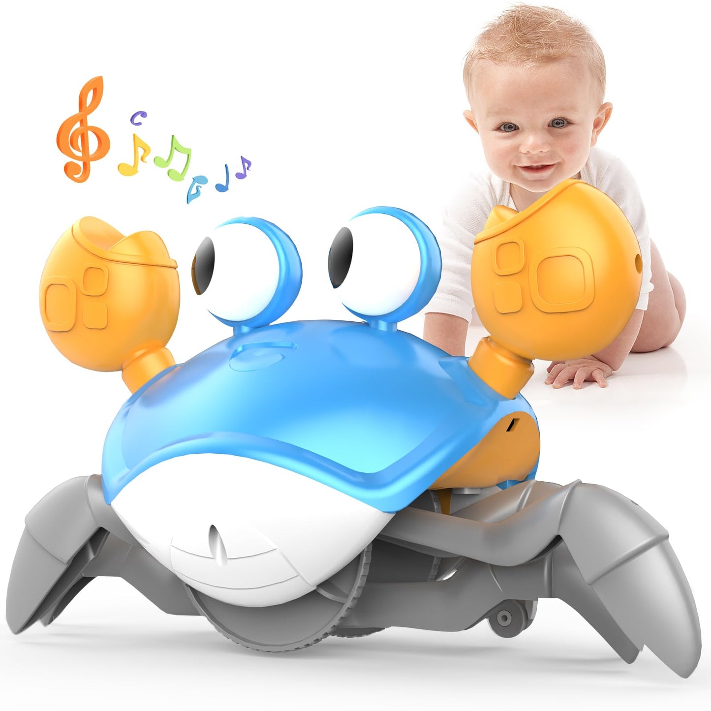 Yeaye Crawling Crab Baby Toys Infant - Tummy Time Toy Gifts For 3 4 5 6 7 8 9 10 11 12 Boy Girl With Learning Crawl System Music For 0-6 6-12 12-18 36 Months Walking Toddler Birthday Gift(Blue)