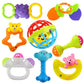 Dandur 9 Piece Colorful Baby Rattle Toy Set With Animal Shapes, Early Learning Development Toys For Infants, Toddlers Or Prescho