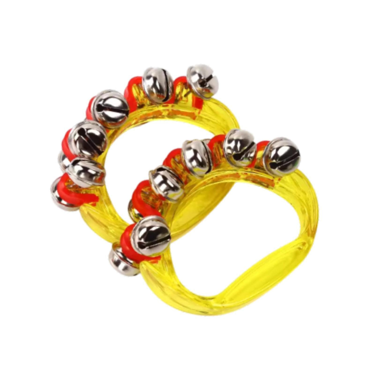 Trendivibe 2 Pieces Hand Bells Hand Bell Musical Tambourine For Ktv Kindergarten School Yellow| Baby Learning Toy | Infant Activ