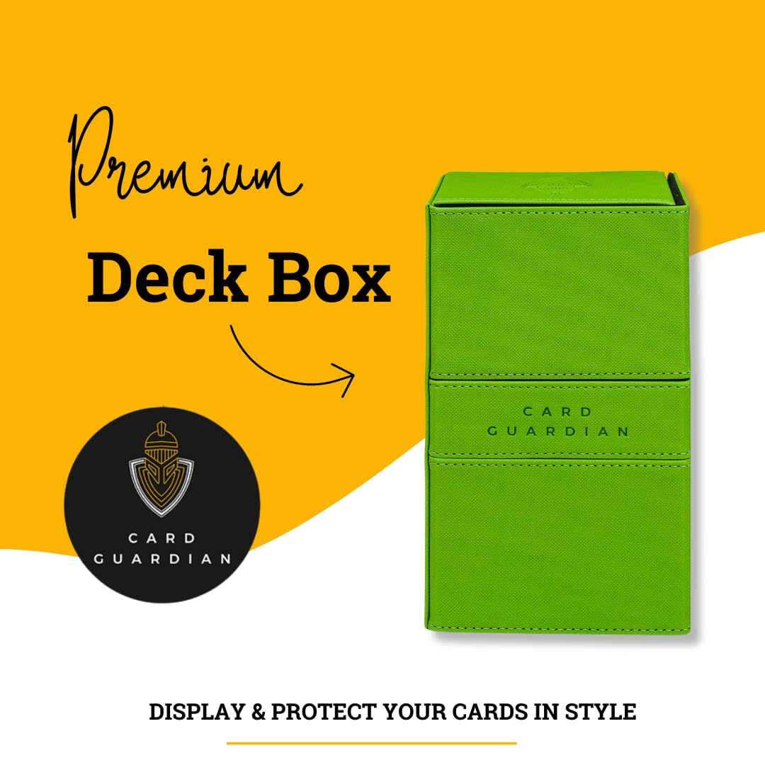 Card Guardian - Premium Double Deck Box (Lime Green) For 200+ Cards Trading Card Games Tcg Perfect For Magic The Gathering (Mtg), Commander Deck, Yugioh Deck Box, Sports Card Storage Boxes