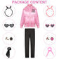 1950S Pink Satin Jacket Grease Costume Ladies Girls Halloween Costumes Kids 50S Cosplay With 10Pcs Accessories Polka Dot Neck Sc
