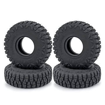 RCLIONS 4PCS Rubber Micro 1'' RC Wheel Tires 62mm for 1/24th Axial SCX24 Deadbolt,C10,JLU CRC,Bronco RC Crawler Truck Car (B Sty