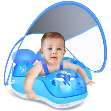 Laycol Baby Pool Float With Upf50+ Sun Protection Canopy,Add Tail Never Flip Over Inflatable Baby Float,Toddler For Age Of 3-36