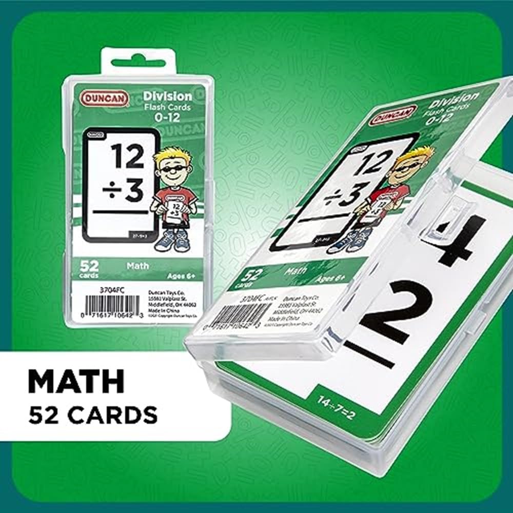 Duncan Flash Cards- Division, Green & White, (3704FC), Medium