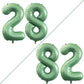 Goer Number 28 Balloons For 28Th Birthday Party Decorations,42 Inch Jumbo Foil Helium 82 Balloons For 82Nd Birthday 2028 New Year Eve Graduation Party Decoration (Sage Green)