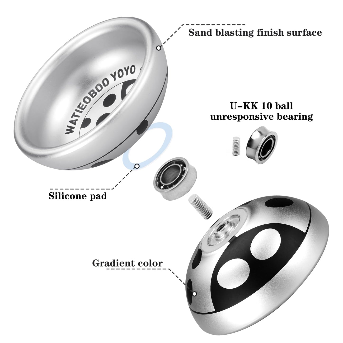 Watieoboo Metal Yoyo Professional,Unresponsive Yoyo For Kids Beginners, Adults Intermediate-Advanced Players With Yoyo String Pr