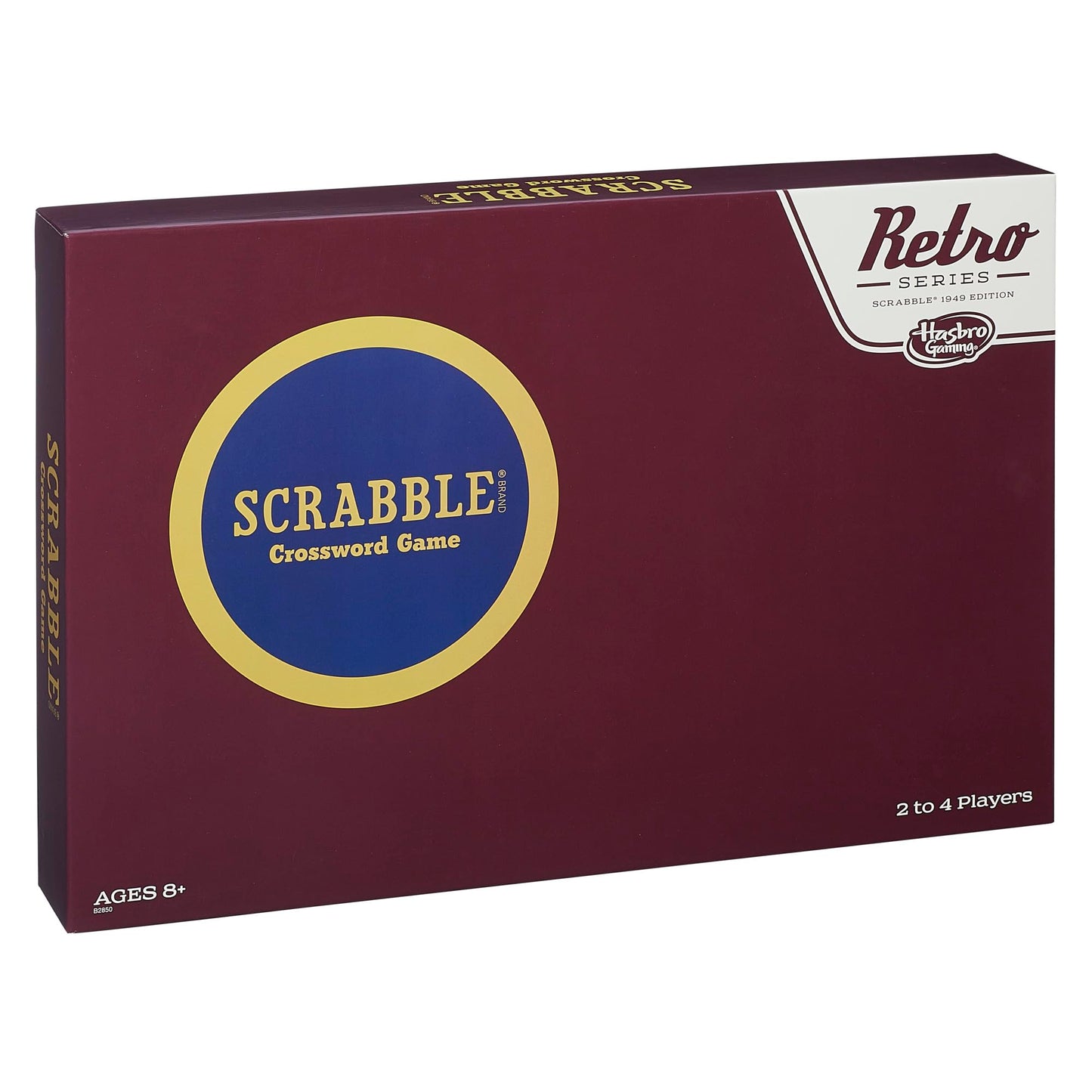 Hasbro Gaming Retro Series Scrabble 1949 Edition Board Game - Brown Wood, Model B2850