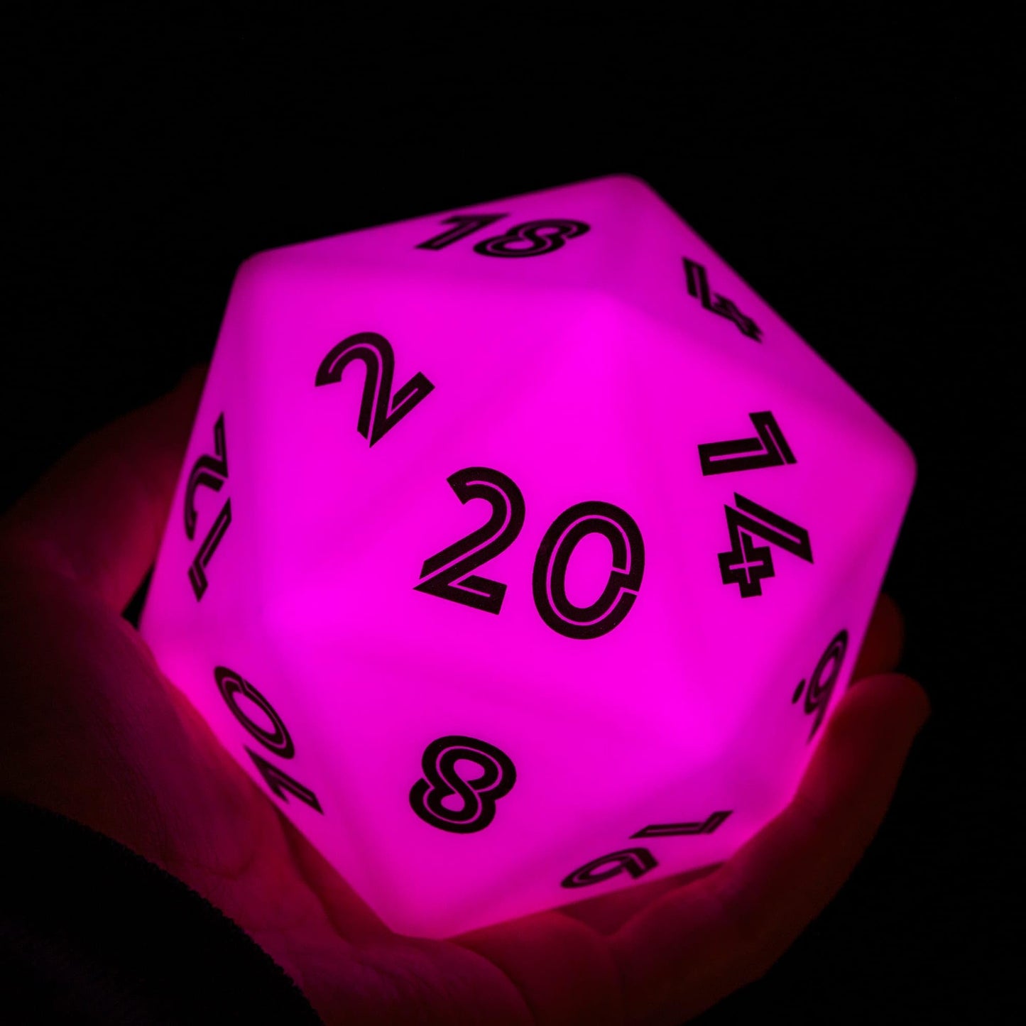 KSNDie Large D20 LED Dice, 86mm White DND Dice, 20 Sided Dice Color Changing Light Polyhedral Dice D&D for MTG Dungeons and Drag