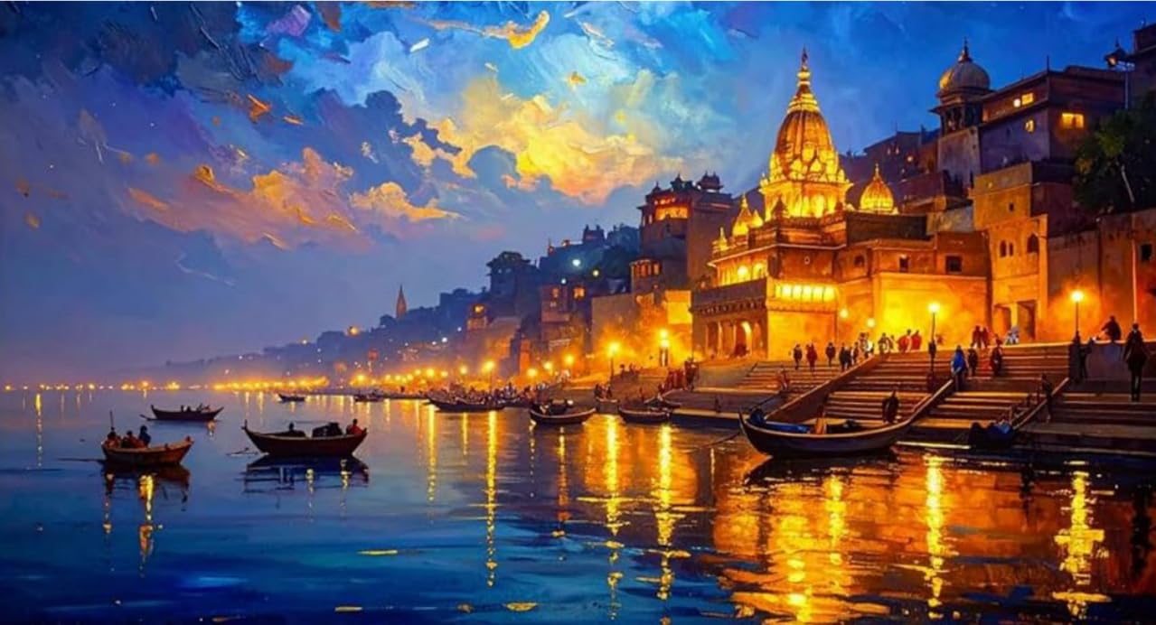 Tulip N Turtle Banaras Diy Acrylic Paint By Number Kit For Adults Beginner Canvas Painting By Number Acrylic Painting. Wall Deco