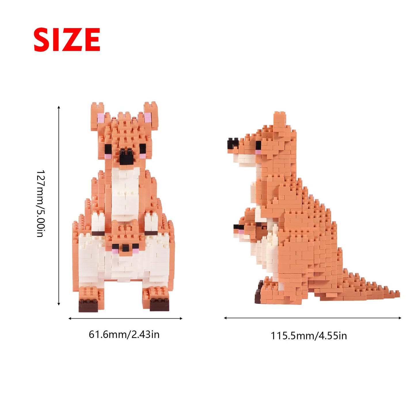 Larcele Animal Series Micro Building Blocks Animal Set, Diy Mini 3D Building Toy Bricks,899 Pieces Kljm-07 (Kangaroo)