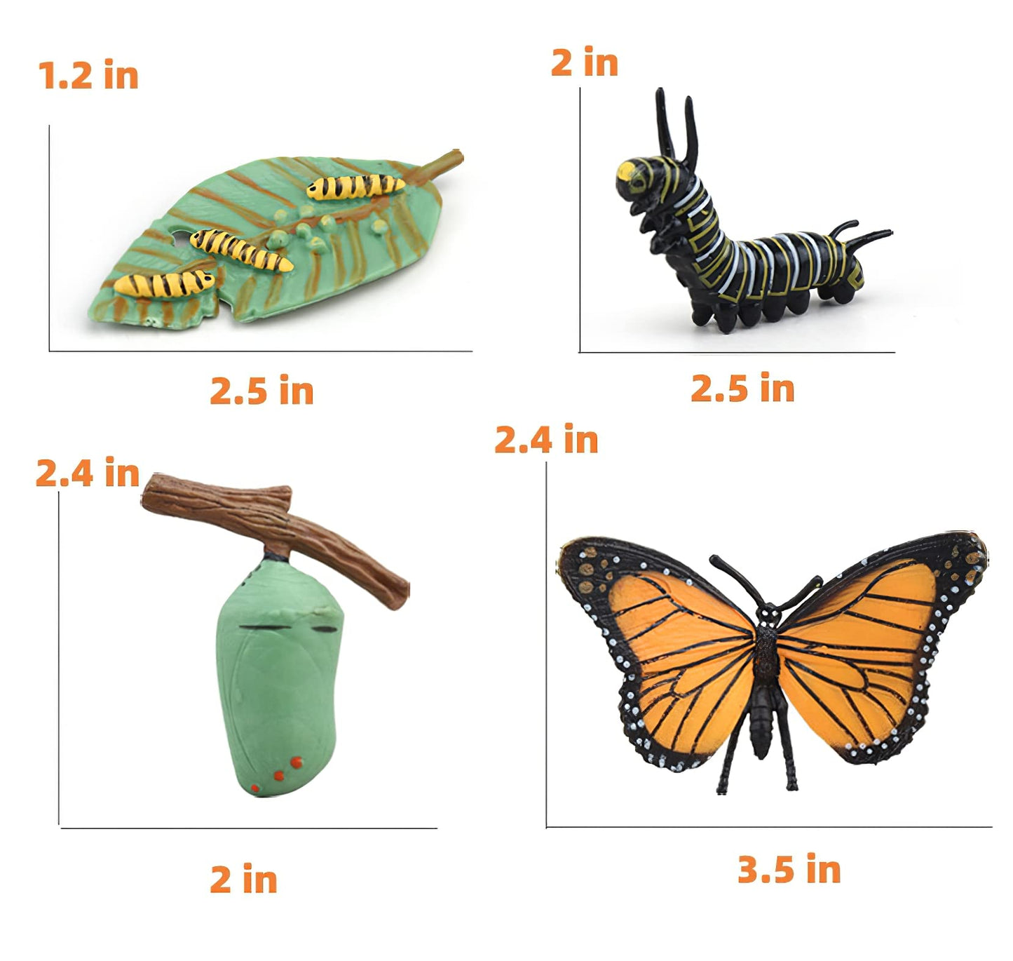Montessori Life Cycle Animal Figures With Flash Cards, Plastic Insects Monarch Butterfly Kit Caterpillar Toy For Kids, Realistic Animal Figurines (Butterfly)