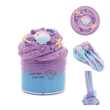 Xiutao Colorful Fluffy Cloud Slime For Kids Ocean Shell Scented Slime Kids Diy Adults Stress Relief Toy For Children'S Day Gift