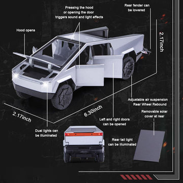 Toy Trucks for Toddler Boys Girls, 1/32 Diecast Pickup Truck Car Model Diecast Metal Toy with Light, Pull Back Truck Model Vehic