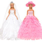 Barwa White Wedding Dress With Veil And Princess Evening Party Clothes Wears Gown Dress Outfit With Hat For 11.5 Inch Girl Doll