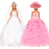 Barwa White Wedding Dress With Veil And Princess Evening Party Clothes Wears Gown Dress Outfit With Hat For 11.5 Inch Girl Doll