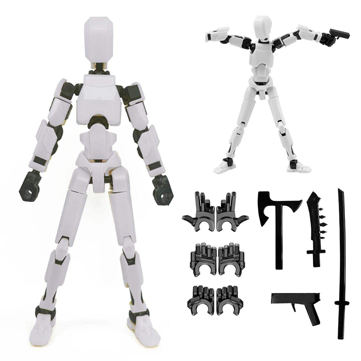 Rugwun Titan 13 Action Figure Lucky Robot 13 Action Figures Funny 3D Printed Multi Jointed Action Figures Nova 13 Action Figure Desktop Decorations Game Gifts for Kids mature-themed (White)