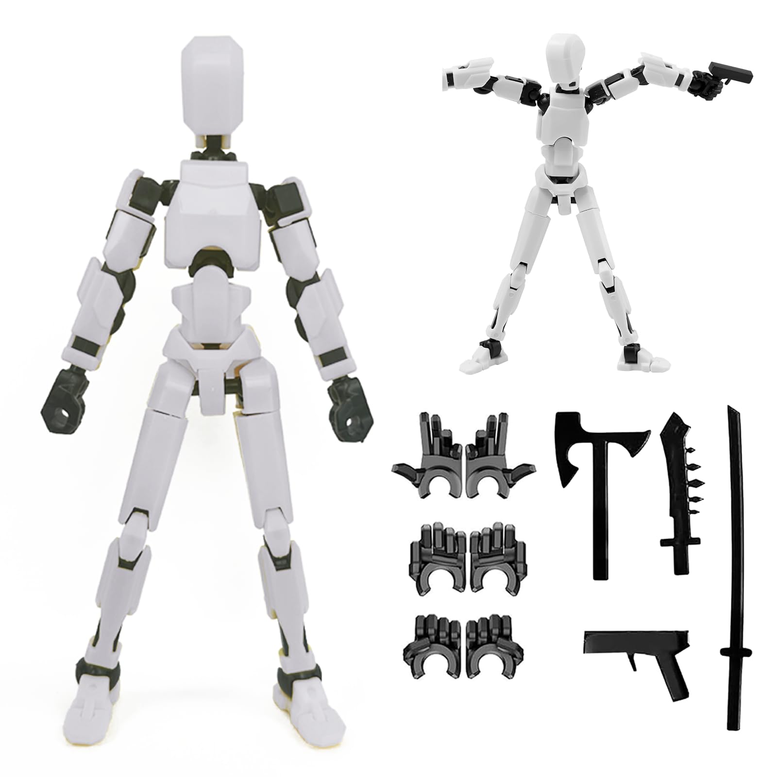 Rugwun Titan 13 Action Figure Lucky Robot 13 Action Figures Funny 3D Printed Multi Jointed Action Figures Nova 13 Action Figure Desktop Decorations Game Gifts for Kids mature-themed (White)