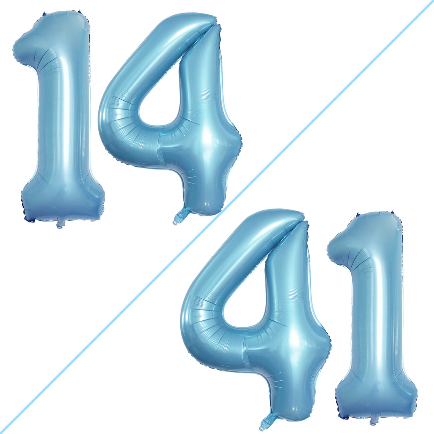 Goer Number 14 Balloons For 14Th Birthday Sweet 14 Party Decorations,42 Inch Jumbo Foil Helium 41 Balloons For 41St Birthday Party Decoration (Light Blue)