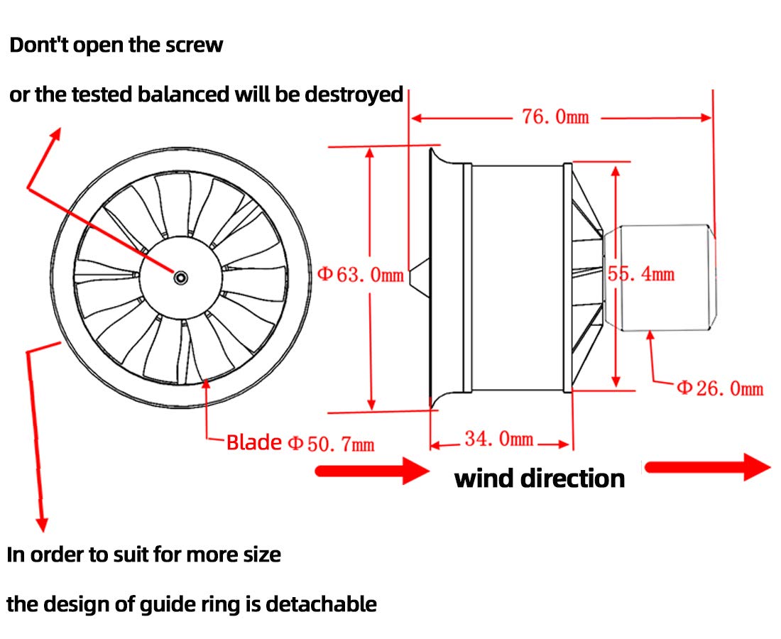 Flycolor EDF 50mm 4900KV 3S Maximum Thrust 770g 11 Blades Ducted Fan with RC Brushless Motor with ESC 40A(2~4S) Balance Tested f