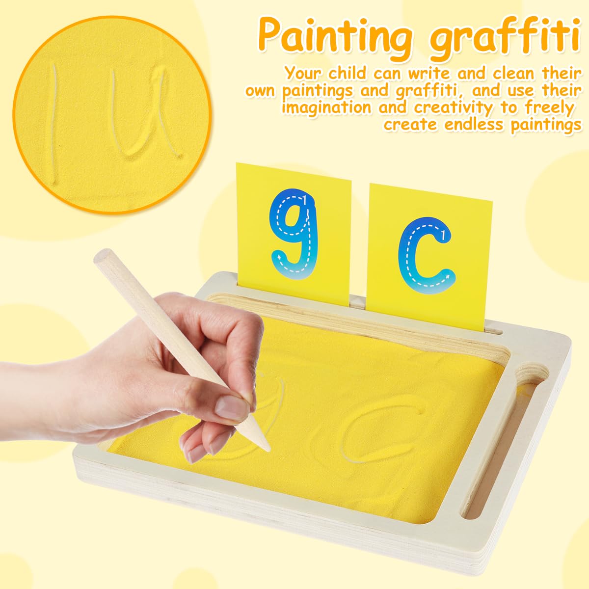 Montessori Sand Tray Toys Wooden, Sand Writing Trays for Kids, Wooden Sand Trays, Wooden Sand Tray Box, Montessori Sand Writing