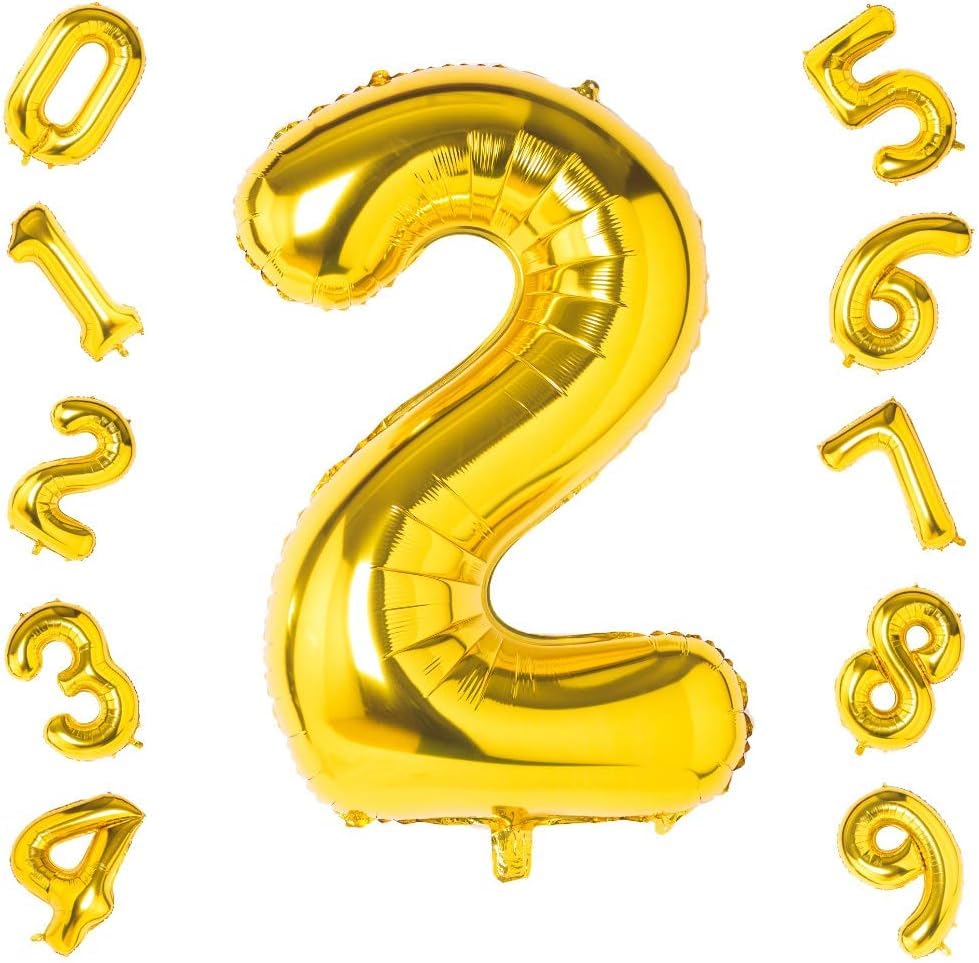 Shopping Time Golden Number Foil Balloons  (32 Inch) (Number 2)