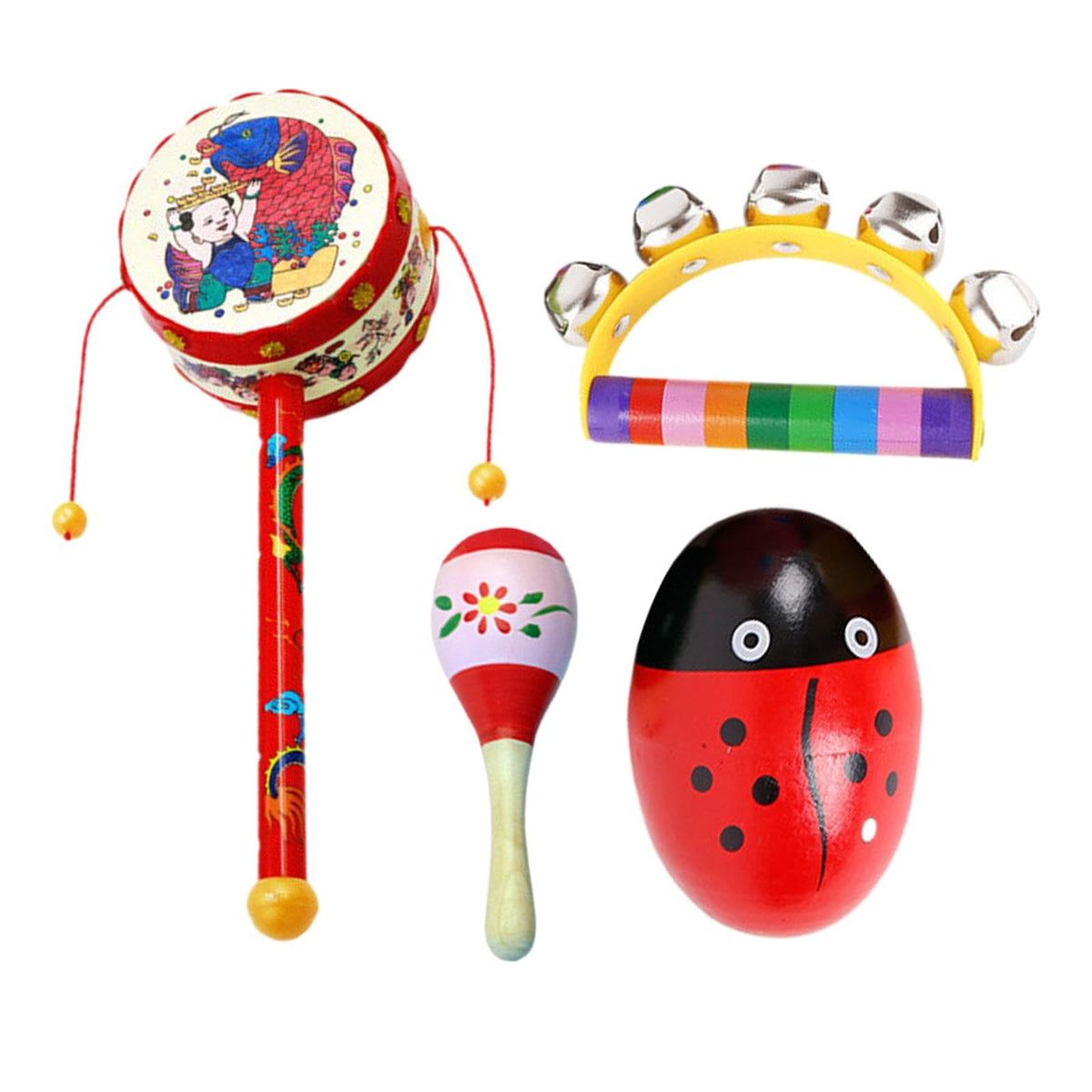 Club Bollywood4 Pieces Wooden Percussion Musical Instrument Playset For Newborn Baby Party Style A|Baby|Toys For Baby|Rattles