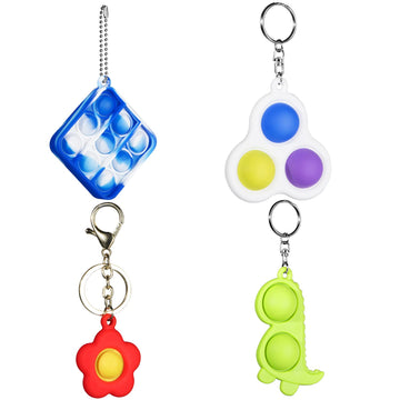 Cucue Simple Fidget Pop Toys - Portable, Calming Sensory Hand Toys For Fun & Stress Relief - Soft & Flexible Silicone Materials Keychain - Durable Poppers For Kids & Adults