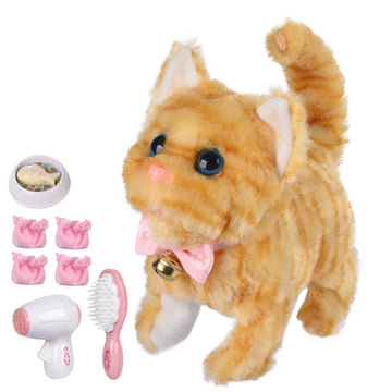 Worwoder Plush Electronic Interactive Cats That Move And Meow Waliking Lifelike Interactive Toy Pet Stuffed Kitten For Girls Kid