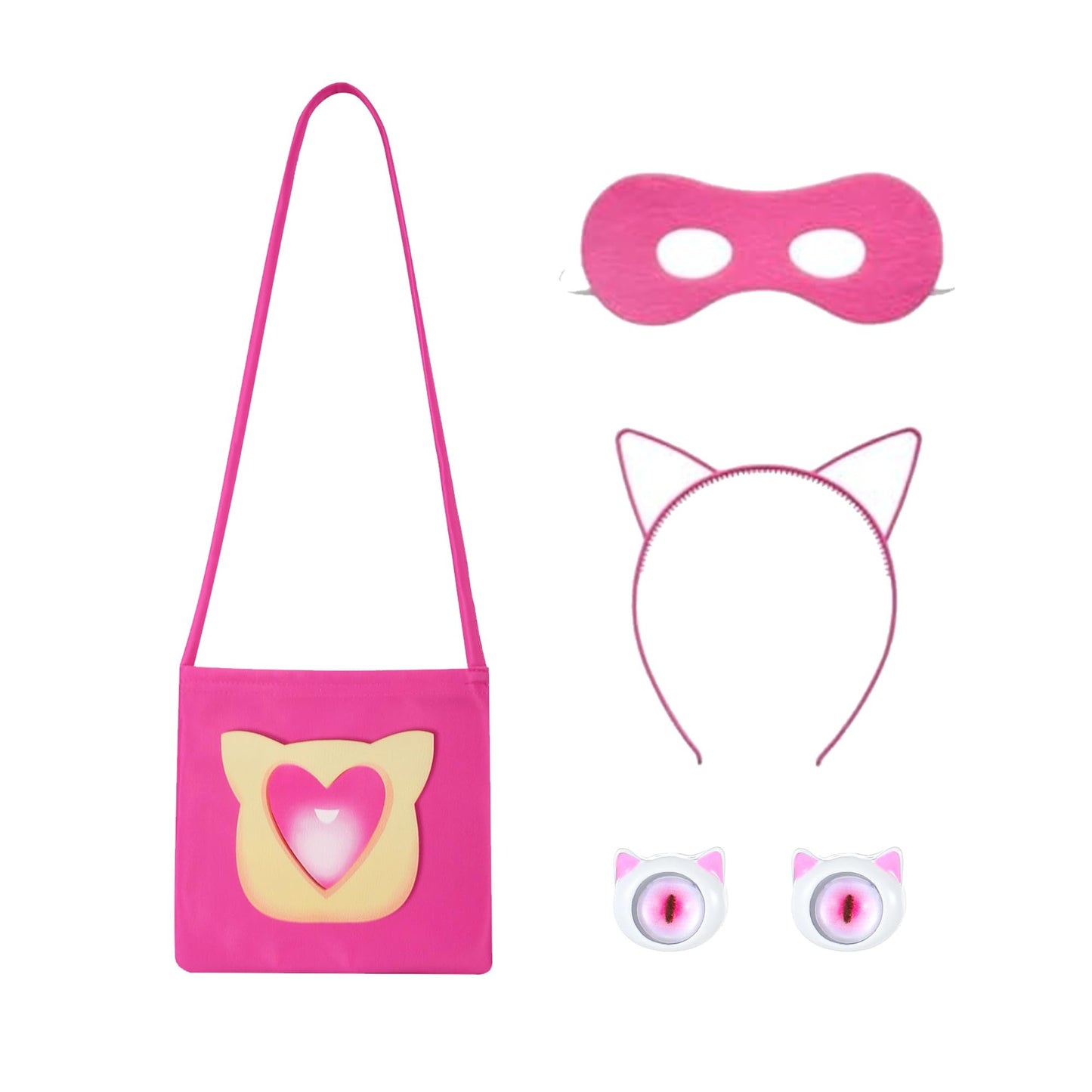 Shelovesit Girls Superhero Cosplay Costume Kitties Dress Movie Character Cat Dress Up Outfits - 120Cm/5T-6T - Rose