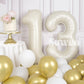 Suwen 40 Inch Cream White Large 13 Number Balloons Big Foil Helium Number Balloons 0-9 Jumbo Happy 13Th Mylar Birthday Party Dec