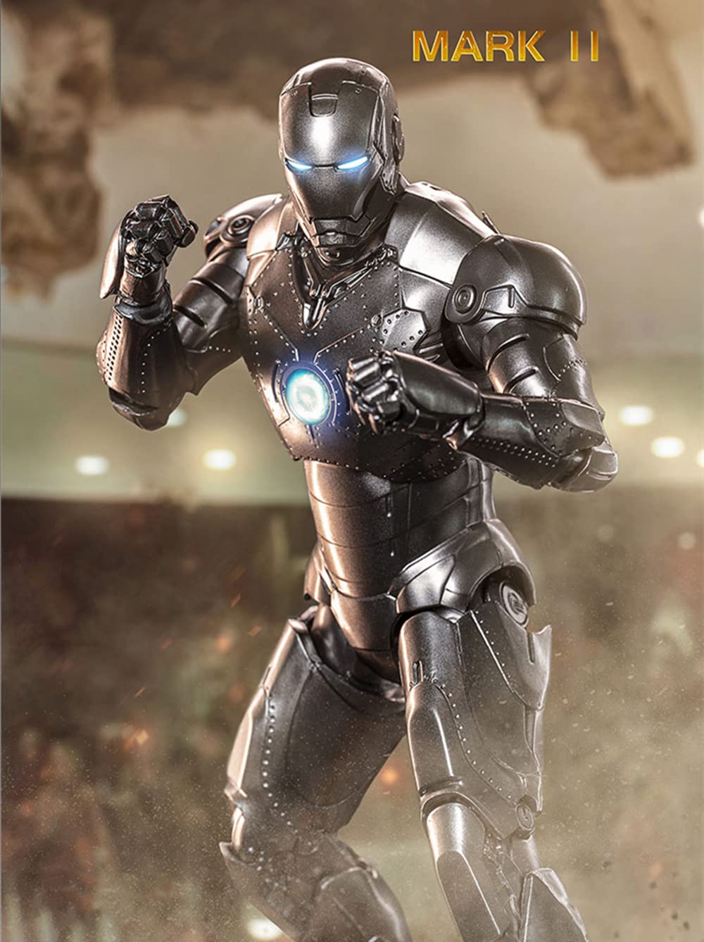 Lonullymege 7 Inch Light Up Ironman Action Figure-2022 New Released Exquisite Painting All Joints Movable Collection Mark Doll (