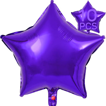 Purple Star Balloons 18 Inch, 10 Pcs Purple Star Shaped Mylar Helium Foil Metallic Balloon For Birthday Party Decorations Baby S