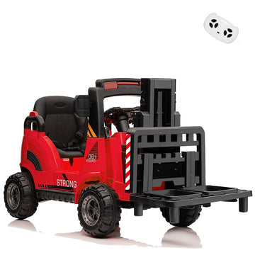 Ride On Forklift Car, 12V Electric Ride On Car With Remote Control, Liftable Fork And Pallet, High/Low Variable Speed,Built-In M