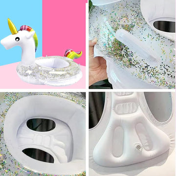 New Baby Swimming Pool Floats For Toddler Kids 0-8 Years Under 44Lb, Inflatable Swim Ring Water Raft With Seat And Handle For Summer Beach Outdoor Children Infant Bath Toys (White Unicorn)