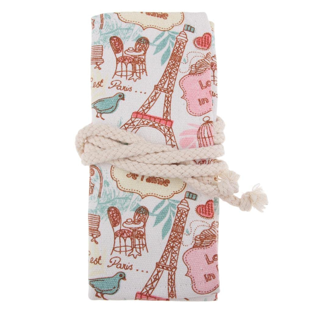 CALANDIS 2xCanvas Pencil Bags Case Painting Brush Pouch Roll Up Holders Tower 12 Holes | Stationery | Drawing Accessories | Draw