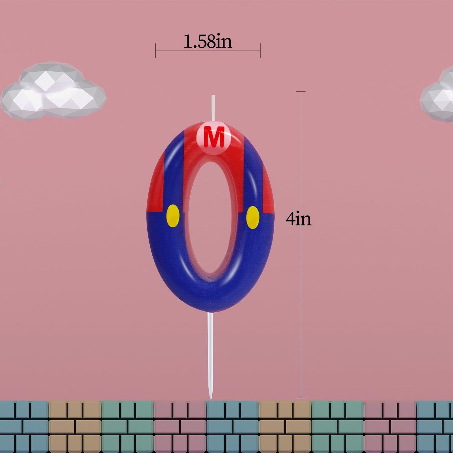 Blue Red Birthday Candle for Boys Girls - Birthday Party Cake Decorations, Number 0 Cake Topper, Cartoon Game Themed Party Decor