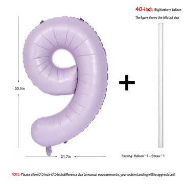 40 In Matte Purple Number Balloons Helium Foil Mylar Balloon Birthday Party Banquet Decoration Digital 9