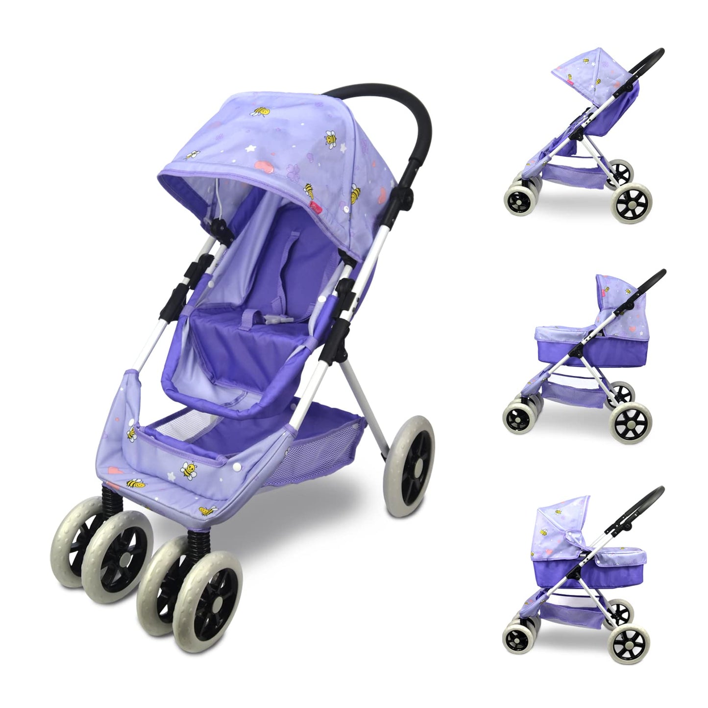 Anivia Dolls Pram, Doll Pushchair, 2 in 1 Stroller Dolls Pushchair Pram Toys Gift for Kids, Suitable Dolls Up to 18 inch