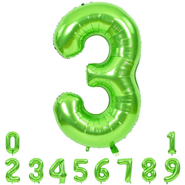 Toniful 40 Inch Large Green Numbers Balloons 0-9, Number 3 Digit 3 Helium Balloons, Foil Mylar Big Number Balloons For Birthday