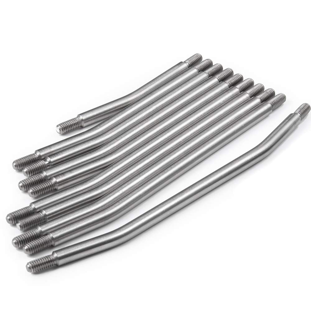 QUE-T 10pcs Stainless Steel Steering Pull Rod Link Linkage for 1/10 RC SCX10 Crawler Car,324mm Wheelbase