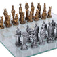 Pacific Giftware Silver Romans Vs Egyptians Chess Set with Glass Board - Classic Decorative Game for Collectors and Enthusiasts