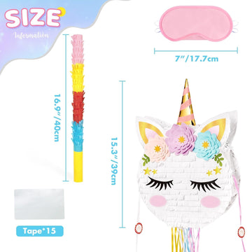 Foldable Unicorn Piñata - Unicorn Birthday Party Supplies Extendable Piñata With Blindfold Bat And Tassels Unicorn Birthday Party Decoration Games Folding Pink Unicorn Piñatas For Kids Classroom Game