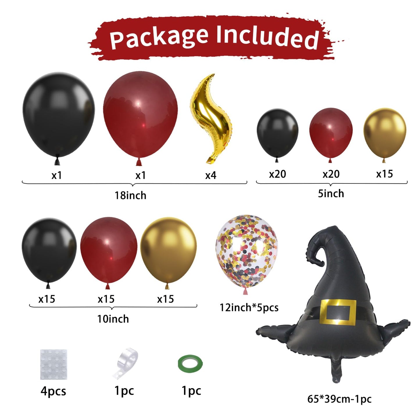 Magical Wizard School Balloons Garland Arch Kit,Burgundy Black Gold Arch With Bonus Diy Snitch Wizard Hat For Magical Wizard School Theme Birthday Decorations Magic Theme